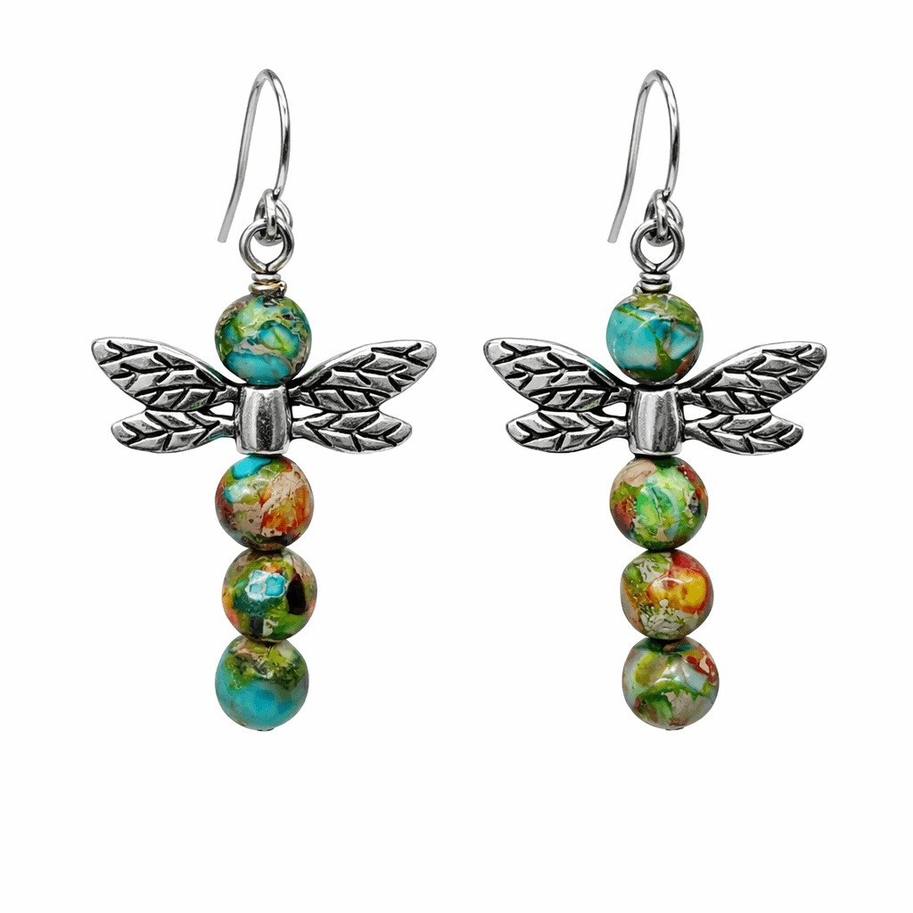 Rainbow dragonfly earrings