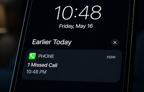 Missed call screen