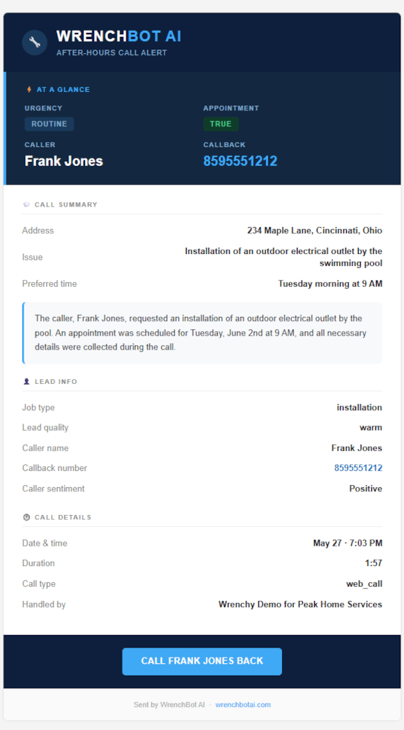 Routine alert email