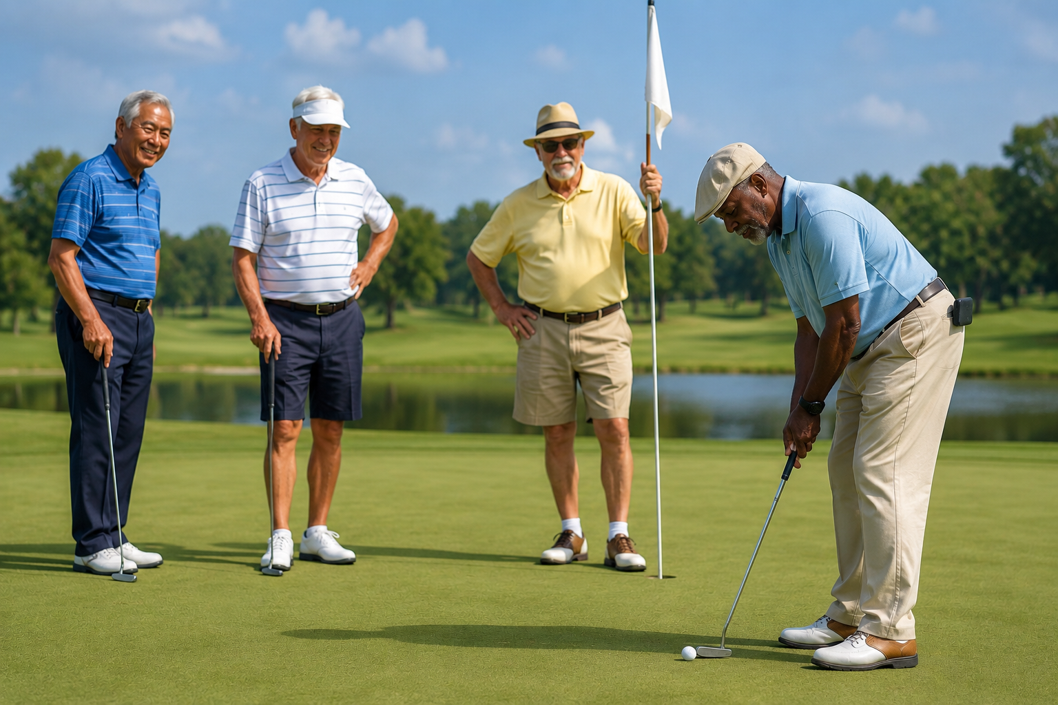 Older adult golfing