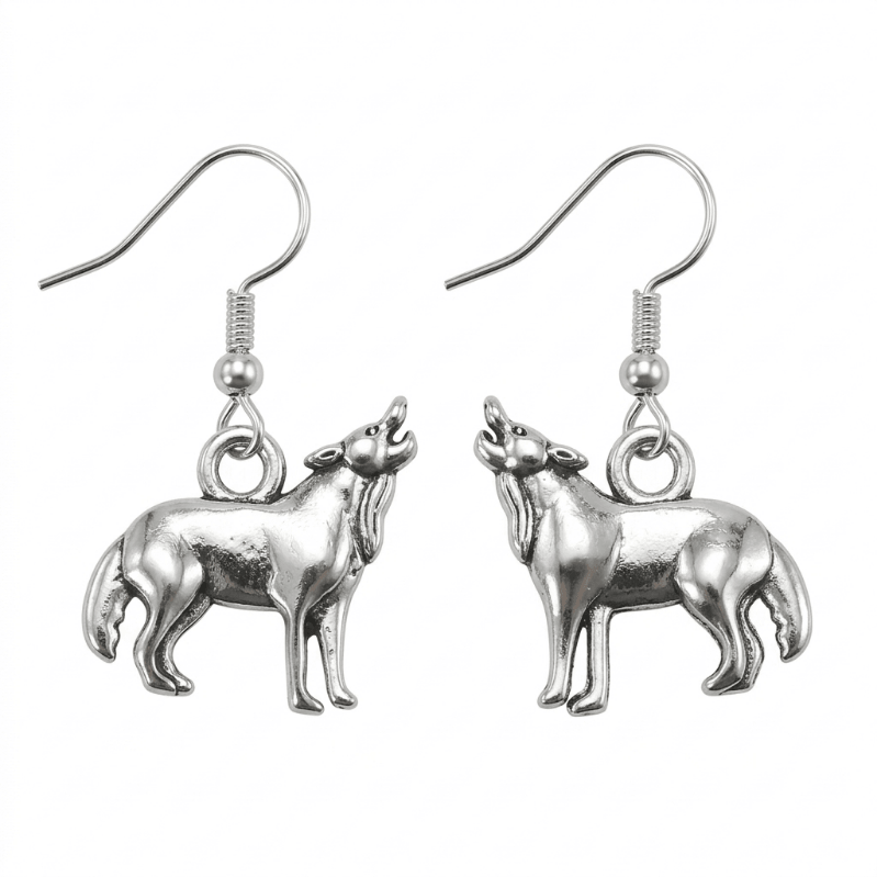 Wolf Animal Charm Earrings