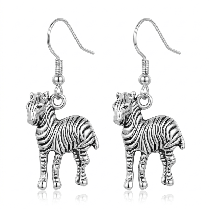 Zebra Animal Charm Earrings