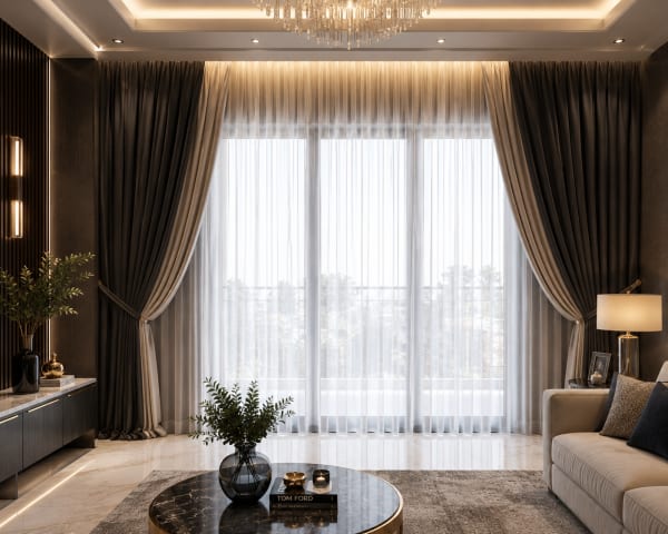 Black and white curtains