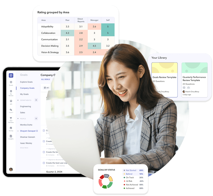 การใช้งาน Sprout Perform Pro — การติดตามเป้าหมาย สรุปผลการประเมิน และคลังเทมเพลตแบบประเมิน