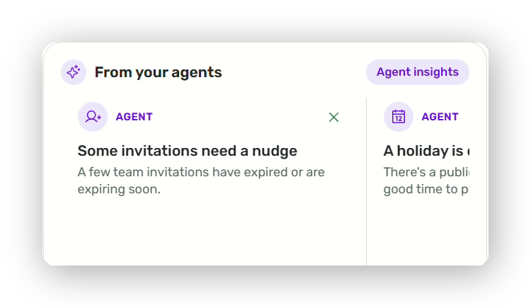 Sprout One Agent Management view showing AI agent roles, supervisors, and access scopes