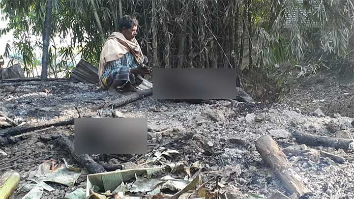 শক্রতা করে গোয়ালঘরে আগুন: দুই গরু পুড়ে ছাই, দিশেহারা দিনমজুর