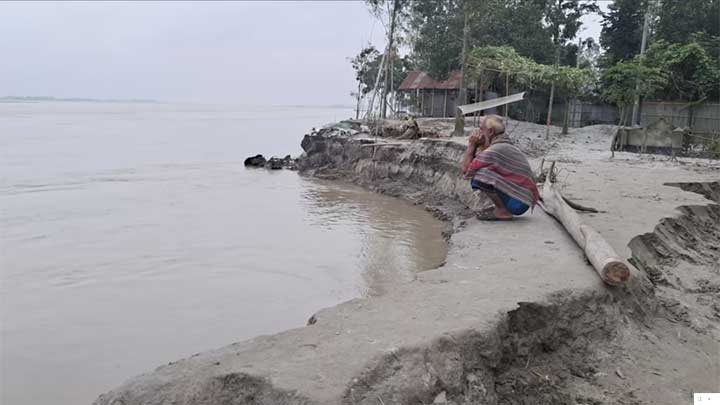 কুড়িগ্রামে তিস্তার ভাঙন: নদীগর্ভে বসত-বাড়ি, আবাদি জমি