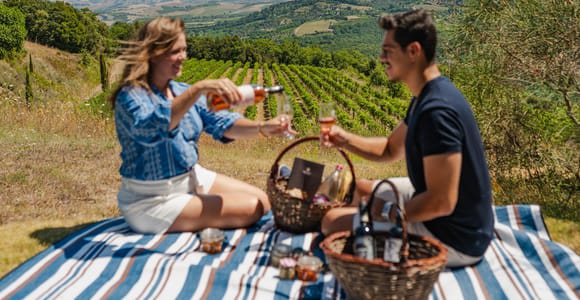 Montalcino : Pique-nique dans les vignes avec une bouteille de vin