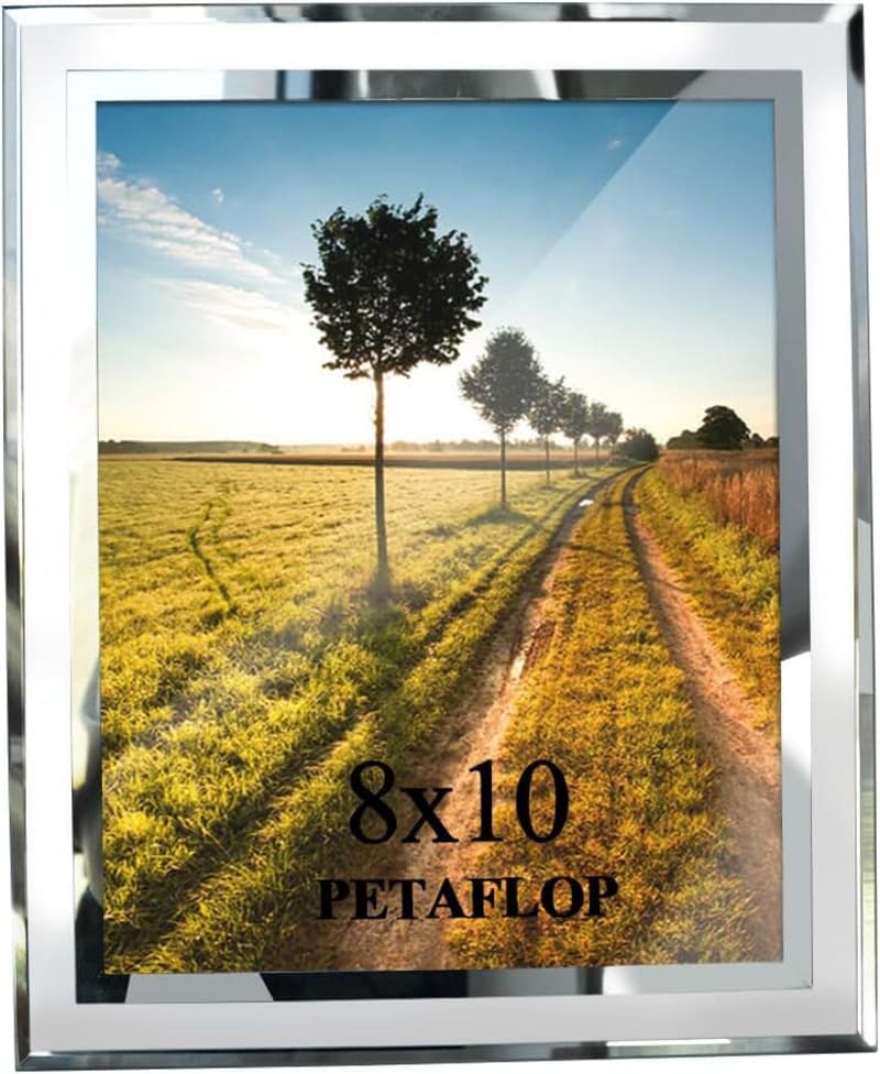 PETAFLOP Photo Frames 10x8 INCH Large Glass for Photo Display Stand on Tabletop