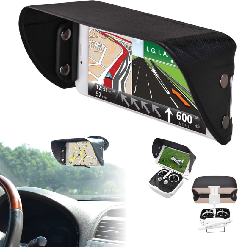 TFY Universal Phone Sun Shade & Glare Visor Shield for 4.5 to 6.1 Inch Smartphones - Compatible with iPhone 15/14 / 13/12 / XS/XR / 8 / SE