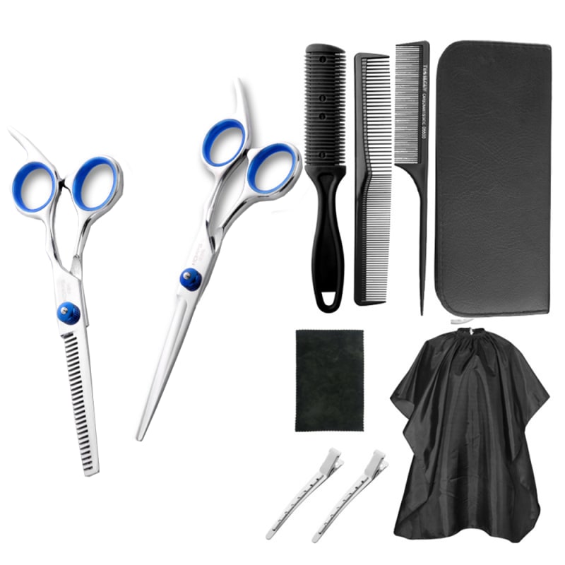 Professional Haircut Set Cutting Scissors with Thinning Shears-Blue