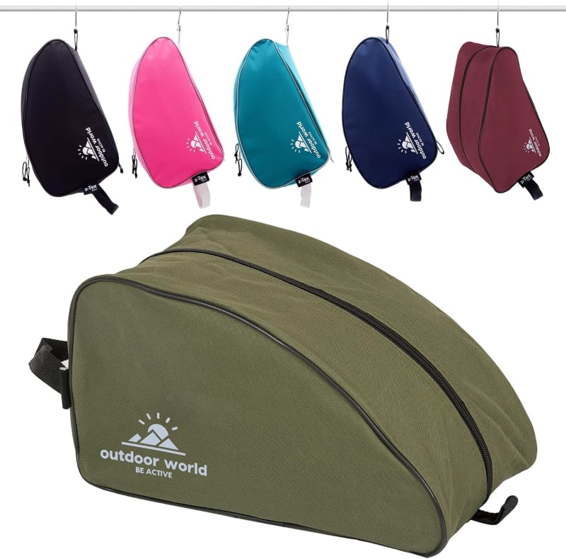 Outdoor World Premium Boot Bag - Water-Resistant Wide Zip Opening Unisex - Shoe Storage Bag for Hiking, Walking, Football, Rugby, Golf Gym Shoes - Suitable for Adults, Children, Men, Women, Olive,