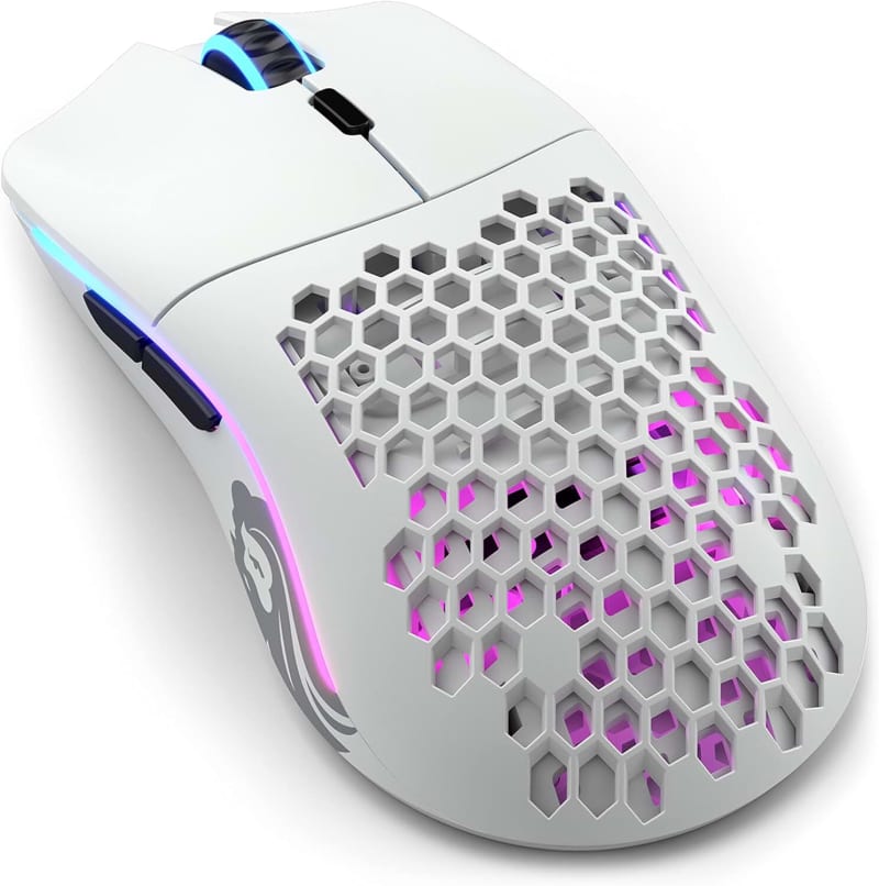 Glorious Gaming Model O Wireless Gaming Mouse - Superlight, 69g Honeycomb Design, RGB, Ambidextrous, Lag Free 2.4GHz Wireless, Up To 71 Hours Battery - Matte White