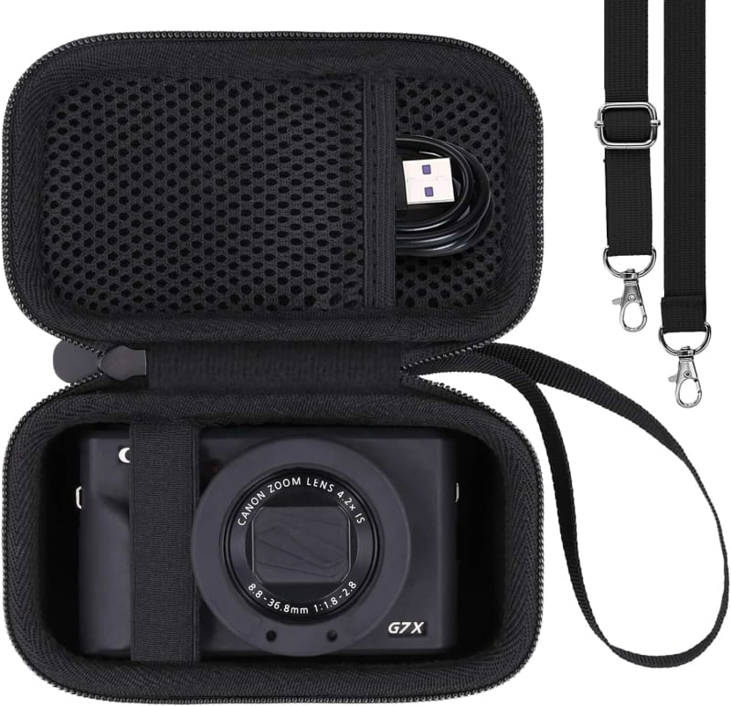 Camera Case for Canon PowerShot SX740 HS,G7 X Mark II,G7X Mark III,Camera Protective Bag for Canon PowerShot 4K Vlogging Cameras with Mesh Pocket for PowerShot Camera Accessories（Black）