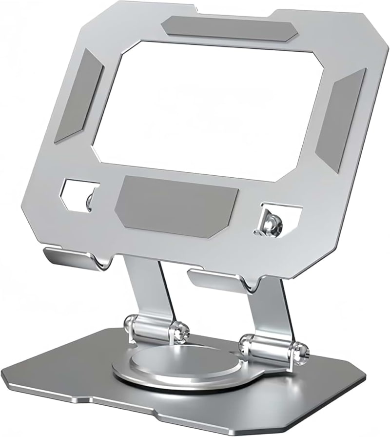 TISKO Metal Adjustable Riser Foldable Rotating Desktop Tablet Stand Holder-Small (SILIVER)