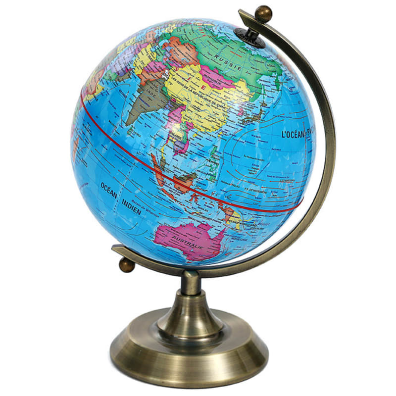 World Globe with Brushed Bronze Stand 30cm