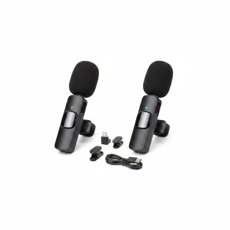 Gerlax Dual Wireless Microphone USB-C - 2x Clip On Lapel Mic Vlog Live