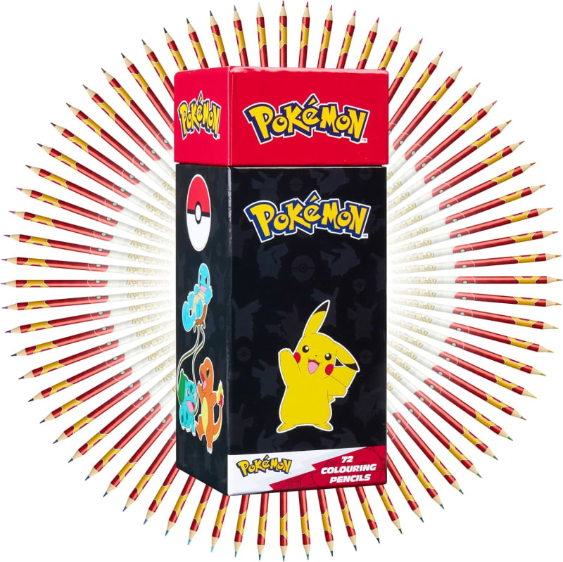 Pokemon Colored Pencils Set 72 Pre Sharpened Drawing Pencils Art Supplies Fun Bulk Stationery for School Home Vacation Gifts for Kids