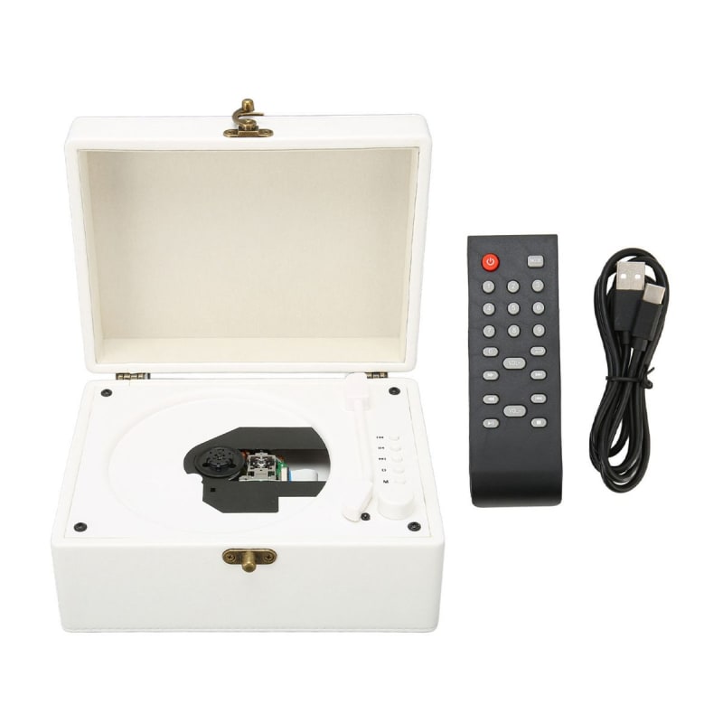 Bluetooth CD Player AUX USB Remote Compatible With Home White