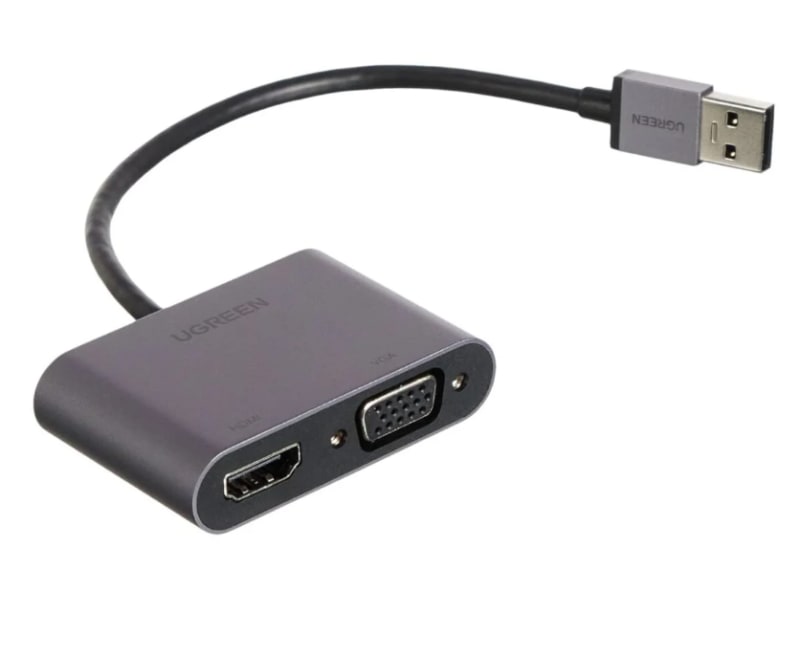 UGreen CM449 Compact USB-A to HDMI&VGA Adapter,1080P High-Definition Output