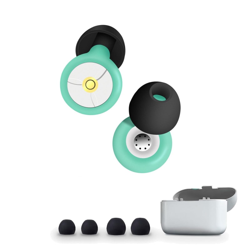 Reusable Silicone Earplugs With Noise Filter For Sleep -Green And Black