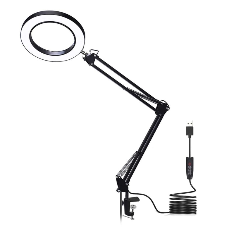 Foldable Table Lamp LED Clip-on Magnifying Glass Electronic Light LED Lamp