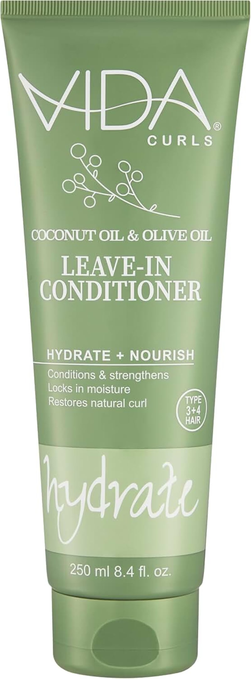 Curls Leave-in Conditioner, Moisturizing Hair Treatment for Kinky Curly Coily Hair, with Coconut & Olive Oil, 250ml