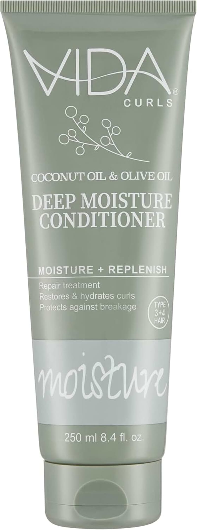 Curls Deep Moisture Conditioner, 250ml, Deep Moisturizing Hair Masque for Kinky Curly Coily Hair, with Coconut Oil, Soybean & Olive Oil