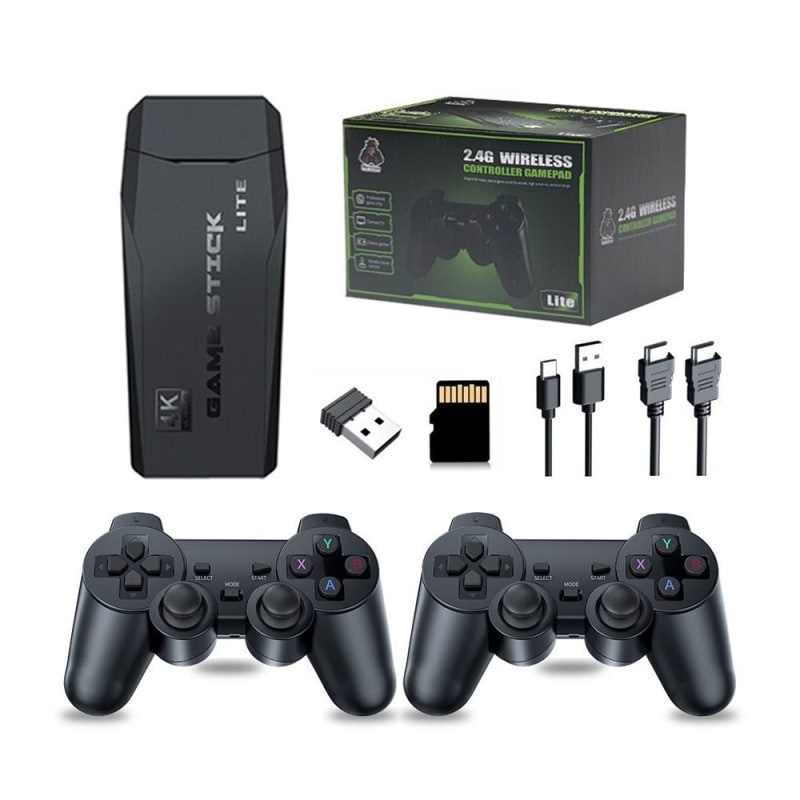 64G HDMI TV Plug and Play PSP Arcade Game Stick, Wireless Controllers