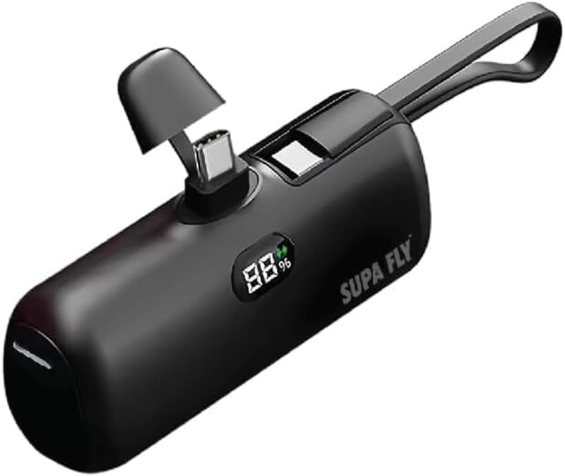Supa Fly Fast-Charge Power Bank Battery with Type-C Cable for Charging