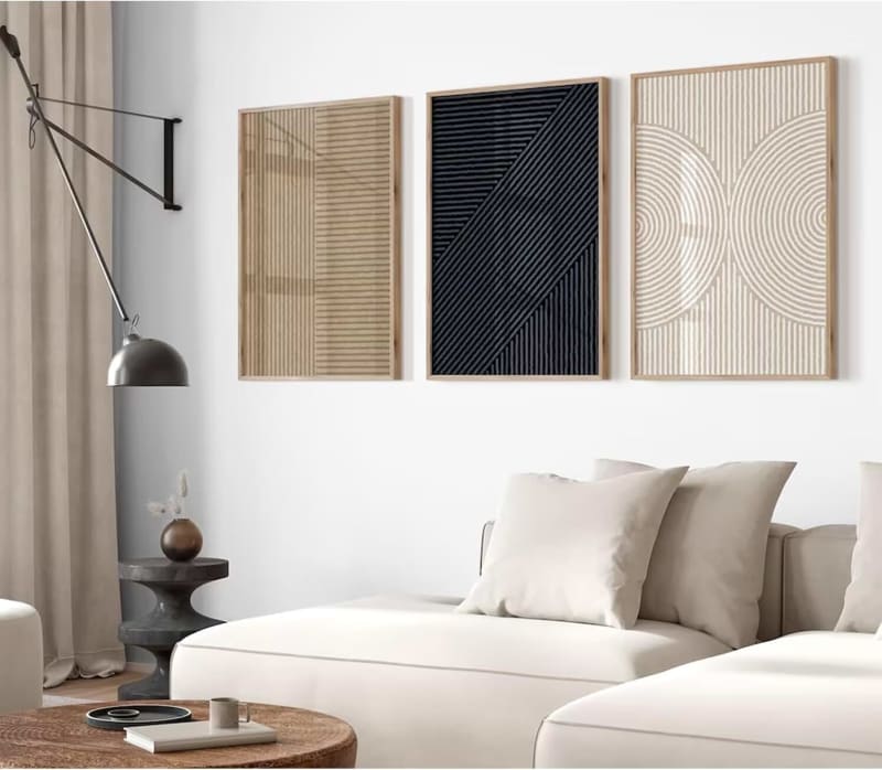 Modern Abstract Pictures Wall Art Boho Neutral Canvas Wall Art Minimalist Wall Decor Black Brown Artwork Abstract Modern Painting Prints for Living Room Bedroom 16x24 Inch Set of 3 (UNFRAMED)