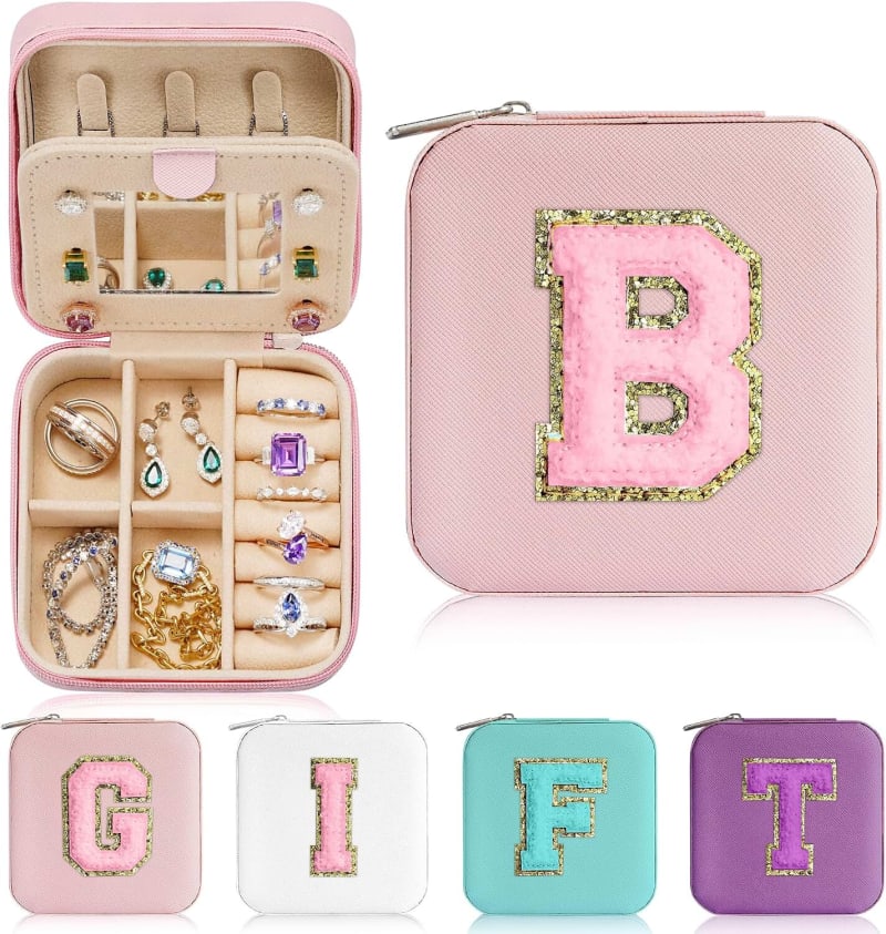 Parima Graduation Gifts for Girls Jewelry Box - Teen Girl Gifts Trendy Stuff, Personalized Initial Jewelry Case Jewelry Box Jewelry Organizer with Mirror | Birthday Gifts for Teen Girls Stuff
