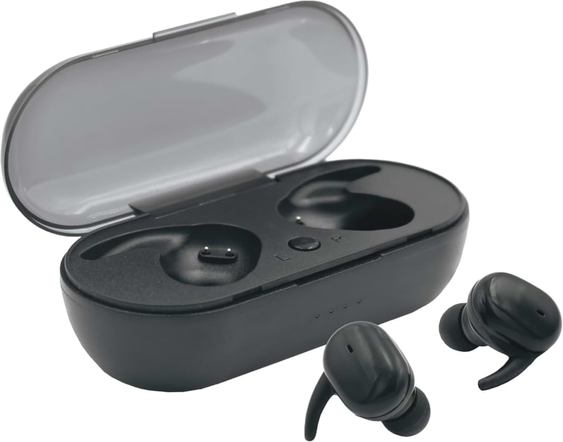 Supa Fly True Wireless Earbuds | Bluetooth V5.0 | Stereo Sound with Noise Reduction, Touch Control & 2-Hour Playback | Compact Charging Case | Black