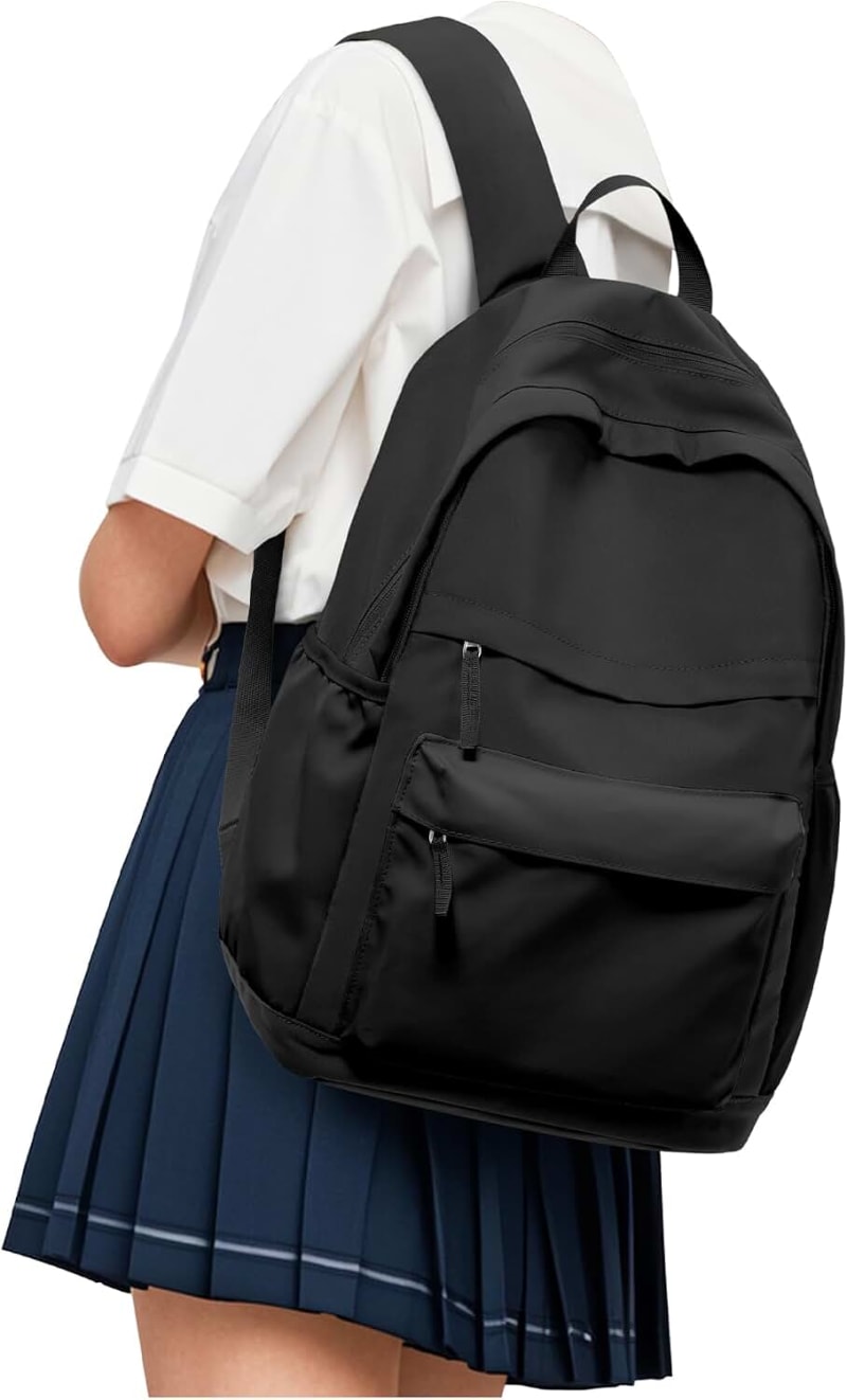 Lightweight School Travel Water Resistant Rucksack Backpack, Laptop Casual Daypack College Secondary School Bags BookBag for Teenage Girls Boys Women Men, A1-black, L, School backpack