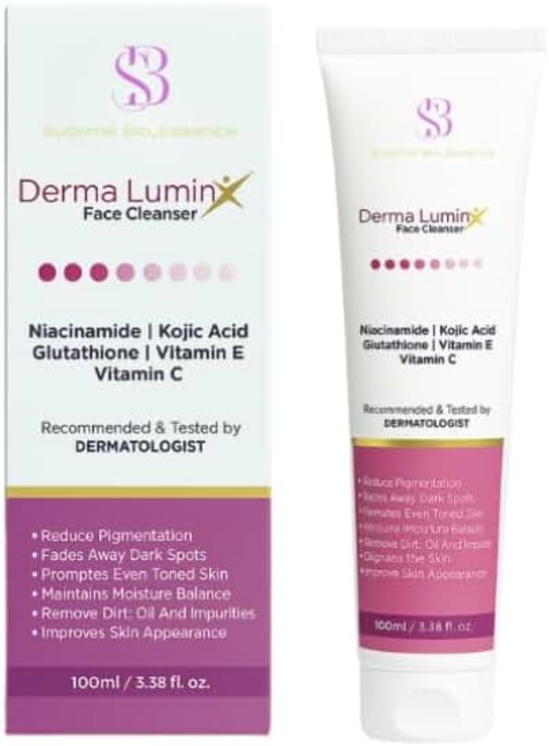 Derma LuminX Face Cleanser with Niacinamide, Kojic Acid, Glutathione, Vitamin C and E, 100ml