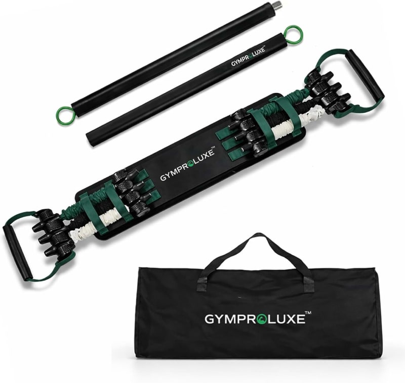 Gymproluxe Original Portable Gym - Resistance Exercise Band Set for Home Gym - 200LBS Resistance Band Set for Men and Women - Multi Gym Fitness Equipment and Pilates Bar for Home Workout