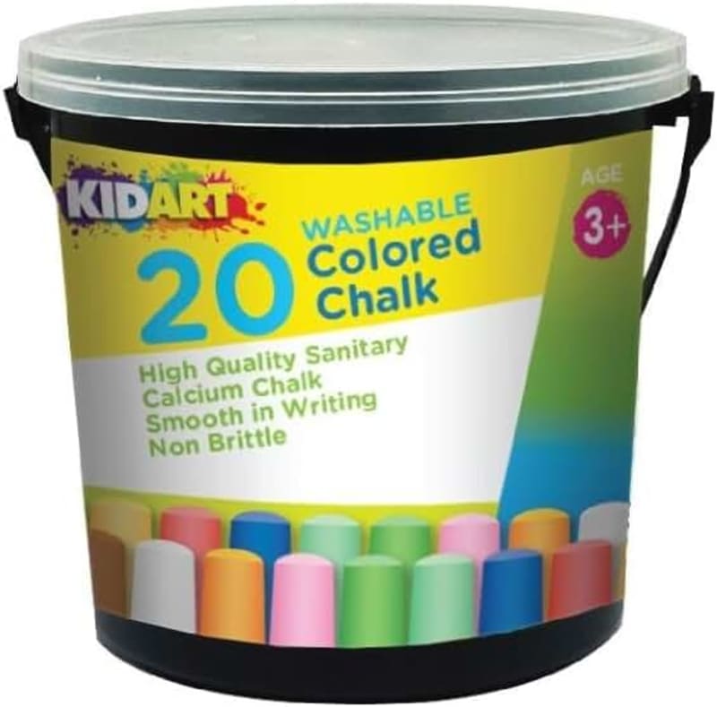 Kids Art Hi Dustless Sidewalk Bucket 20 Coloured Chalk