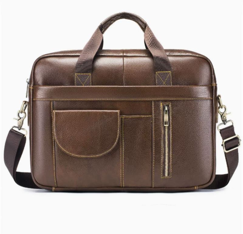 Retro 14-inch Leather Laptop Briefcase