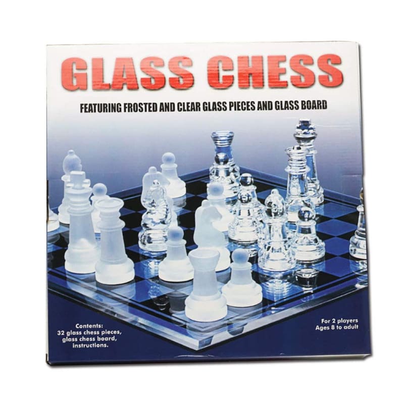 Frosted Clear Glass Chess Board Game - 32 Piece