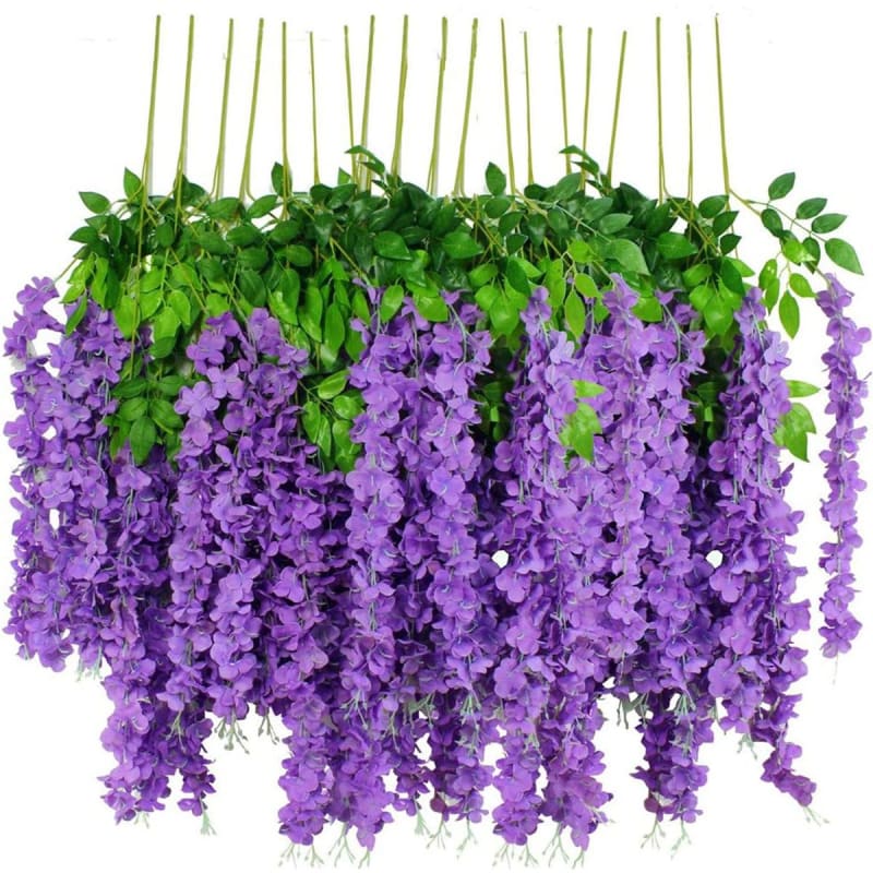 Artificial Wisteria Flowers Wisteria Hanging Flowers Fake Flower Vine - 12 Piece