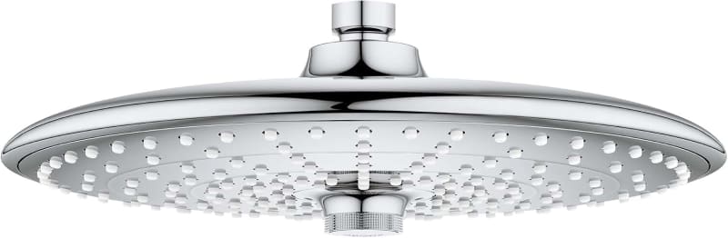 GROHE 26456000 Euphoria Fixed 3-Setting Rainshower Shower Head, Jet SmartRain Rain Settings, Starlight Chrome, 1.75 GPM