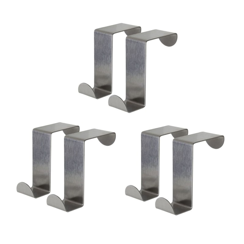 Stainless Steel Metal Over Door Hooks (Set of 6)