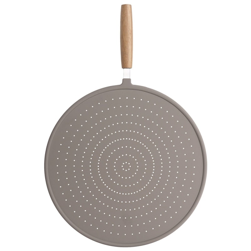 Premium 32cm Silicone Splatter Guard with Bamboo Handle