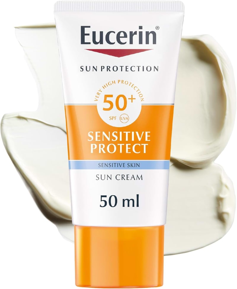 Eucerin Sun Cream Facial Sunscreen, Soothes Sensitive and Dry Skin, High UVA/UVB Protection, For Atopic Skin, SPF50+, 50ml