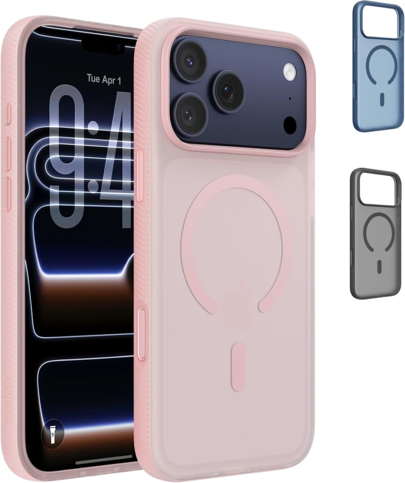 Belkin SheerForce Grip MagSafe Compatible iPhone 17 Pro Max Case with Slim Design & Anti-Slip Side Lines - Magnetic, Transparent, & Shockproof Protective iPhone Case - Pink