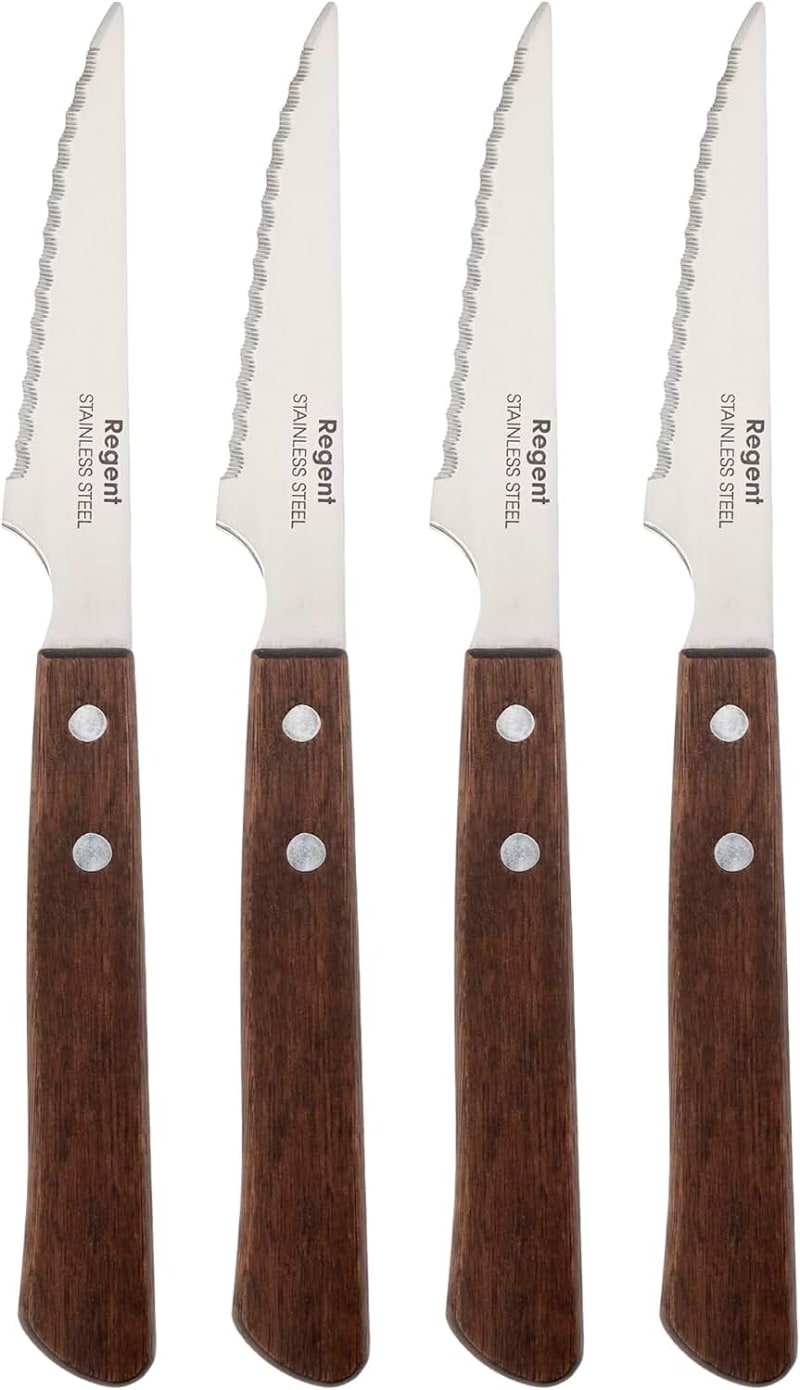 Regent Kitchen Steak Knife with Wooden Handles 4-Piece Set