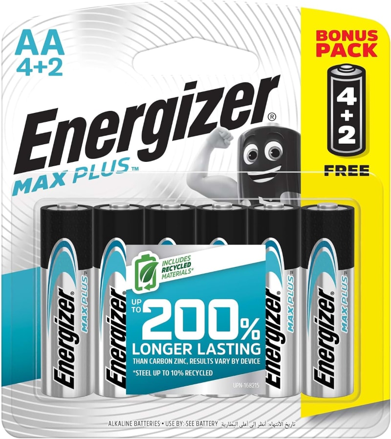 Energizer Max Plus AA Alkaline Battery 6-Piece Set