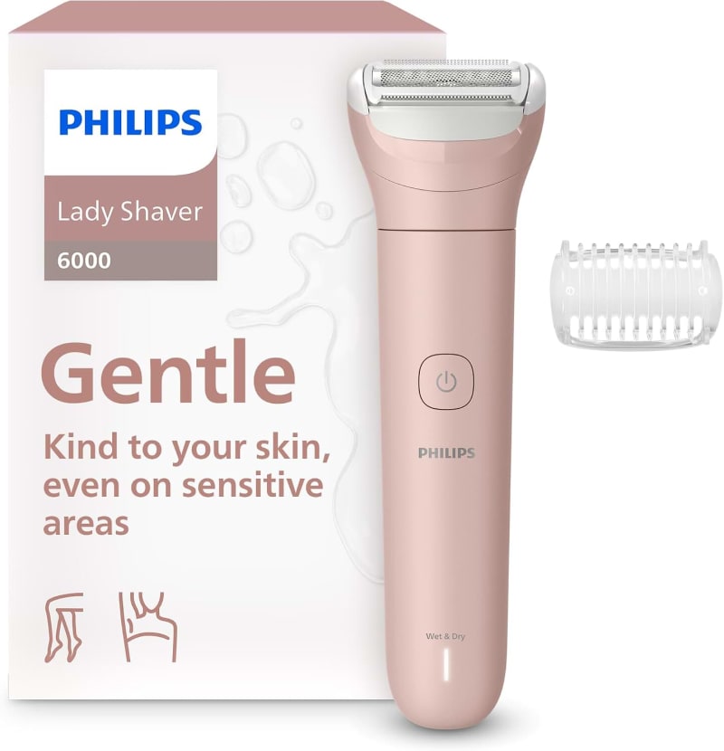 Philips Lady Shaver Series 6000 - Cordless, Wet & Dry Electric Shaver, 3-Blade Shaving System, For Legs & Body, 80 Mins. Runtime, Model BRL128/10