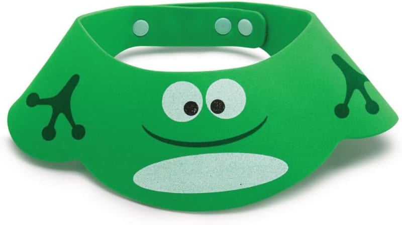 Snookums Baby Shampoo Shower Bathing Protection Bath Cap -Green Frog | Adjustable Visor Hat for Toddler |Hair Washing Hat | Shampoo Rinse Shield for Eye and Ear Protection