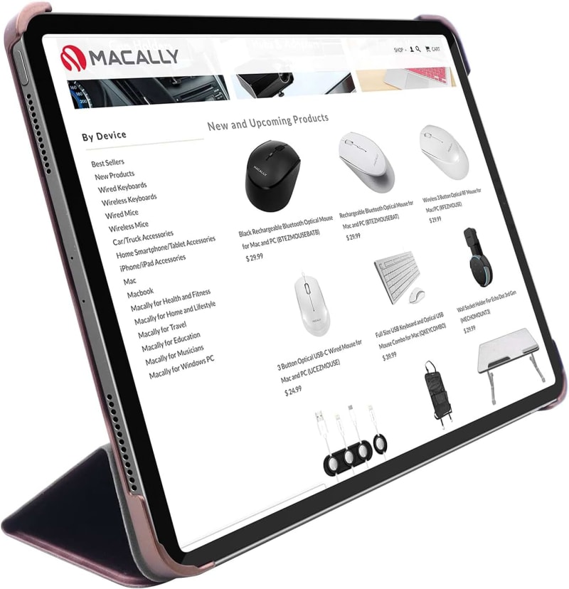 Macally Case/Stand and Pen Holder (iPad Pro 2020/2021), Rose, 12.9 inch